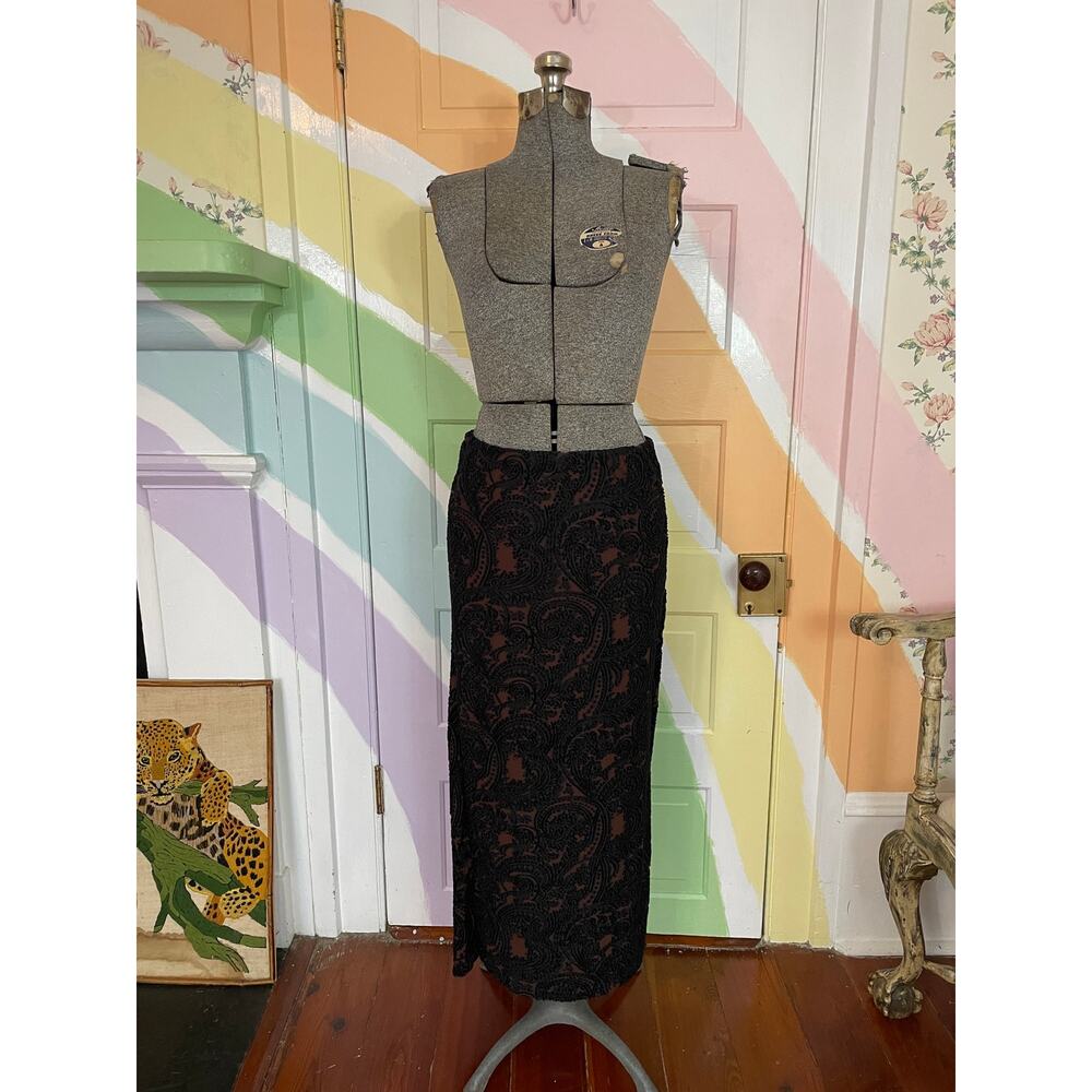 Free People Burnout Velvet Paisley Maxi Skirt NWT Size Large